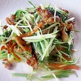 塩麹漬け豚バラ肉の水菜炒め